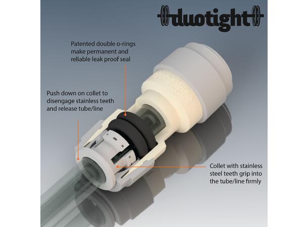 DuoTight 9,5mm till 9,5mm (3/8") Snabbkoppling med dubbel O-ring