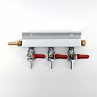 CO2 Gas Line Manifold Splitter 3 ways 1/4", 6 mm nippel