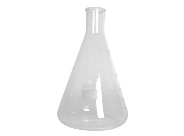 Erlenmeyerkolv 3 liter, E-kolv av borosilikatglas