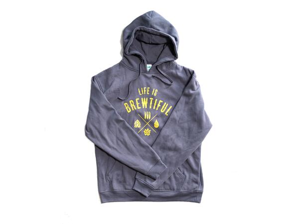 Stilren hoodie med tryck Life Is Brewtiful