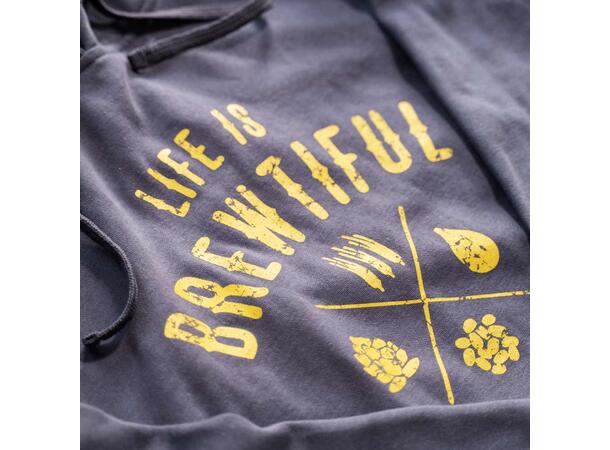 Stilren hoodie med tryck Life Is Brewtiful