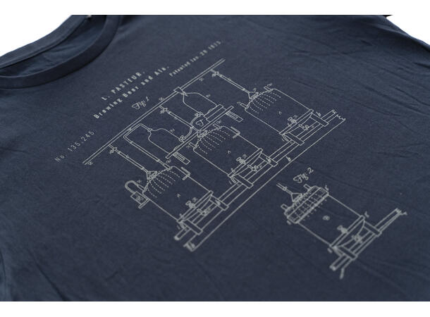 T-shirt med tryck av Louis Pasteur patentritning för bryggning av öl