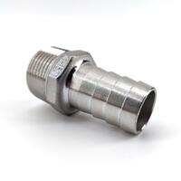 1"  BSP Male til 25mm slangenippel overgang i rustfritt stål