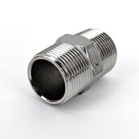 3/4 BSP Stainless Hex Nipple Gängstycke med mutter