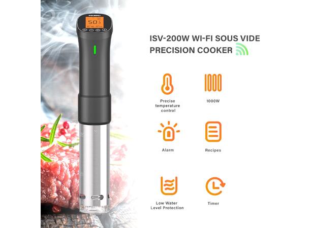 Inkbird Sous Vide Cooker 1000W, med wifi appstyrning 