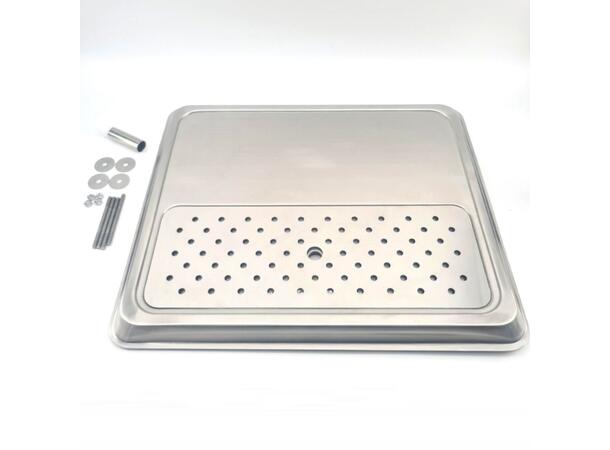 Droppbricka 410 mm x 480 mm Rostfritt stål med dränering 