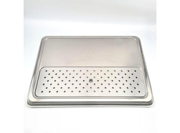 Droppbricka 410 mm x 600 mm Rostfritt stål med dränering 