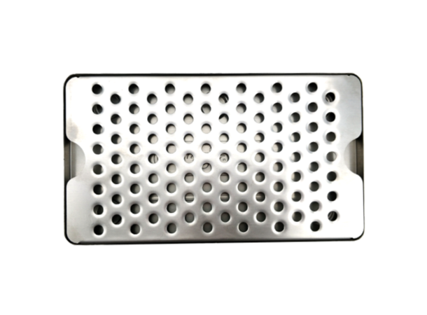 Utstansad droppbricka - 30 x 17 cm Rostfritt stål, industriellt utseende 