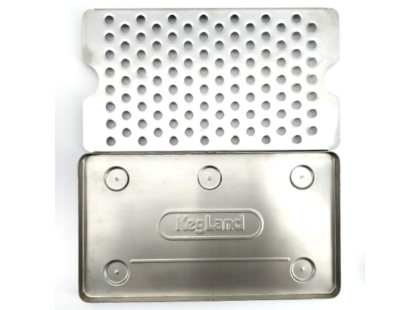 Utstansad droppbricka - 30 x 17 cm Rostfritt stål, industriellt utseende 