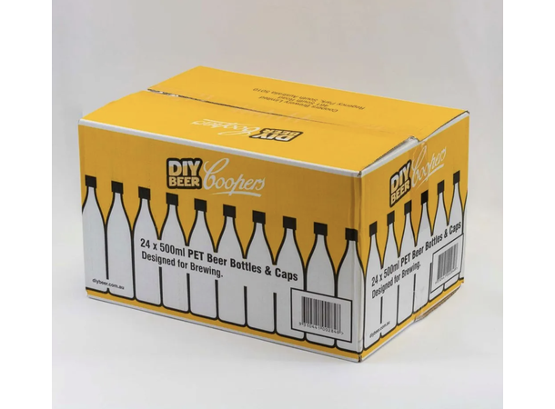 Låda med 24 st. PET 0,5 l. plastflaskor