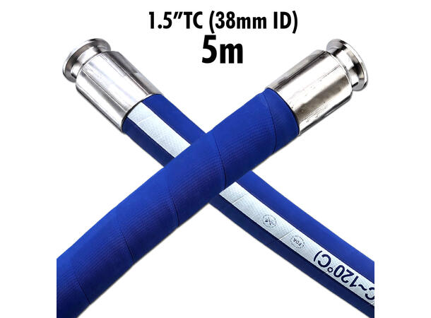 1,5" FlexiRoyal EPDM Brewery Hose 5 m Kraftig slang med Tri-Clamp 5 meter 