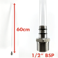 Siktglas i polykarbonat, 2-delat kit 1/2" BSP hane