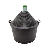 Glasdamejeanne 34 liter, i plastkorg Ballongflaska
