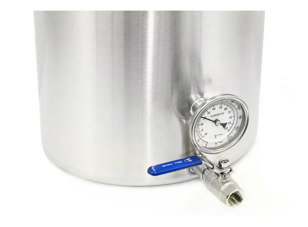 Gryta 56 liter med tappkran och termometer