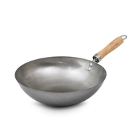 Wokpanna 30 cm Kolstål med trähandtag