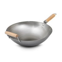 Wokpanna 35 cm Kolstål med trähandtag