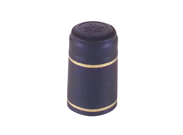 Krymphättor för vinflaskor mörkblå med guldrand