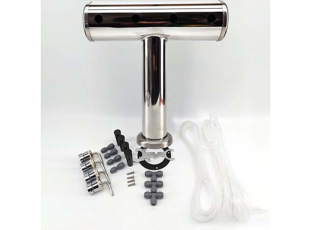 4 Taps T-Bar Brushed Stainless Font Kit Komplett kit 