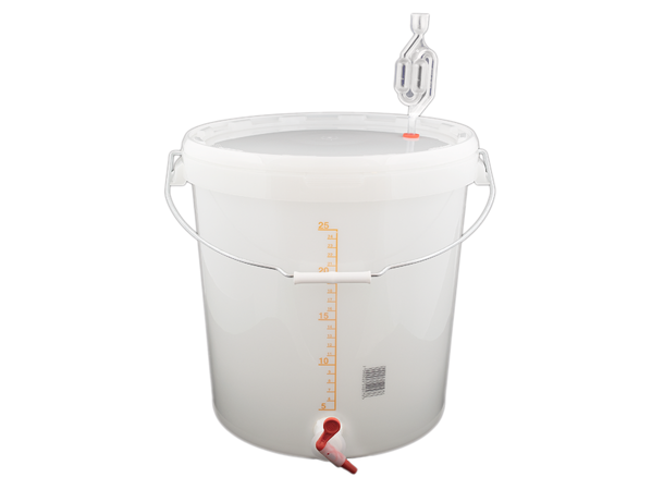 30L gjæringskar m/kran, lokk, pakning og gjærlås