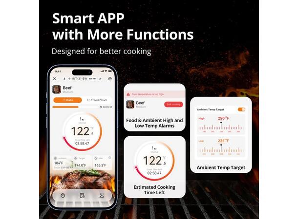 Inkbird Digital Cooking Wireless Bluetooth Grill Thermometer IBT-2X