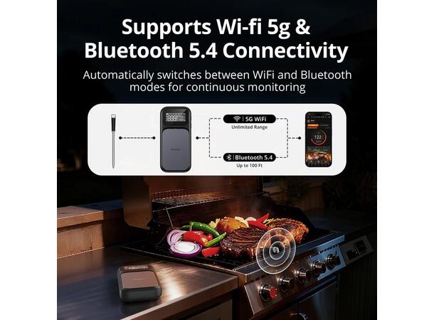 Inkbird Digital Cooking Wireless Bluetooth Grill Thermometer IBT-2X